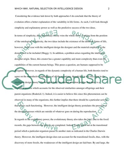 Which Way, Natural Selection or Intelligent Design