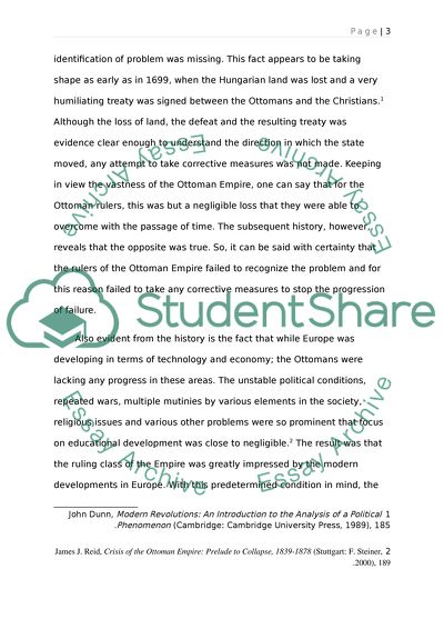 The collapse of the Ottoman Empire: inevitable