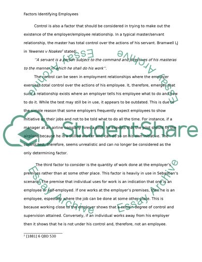 The Control in Employment Relationships