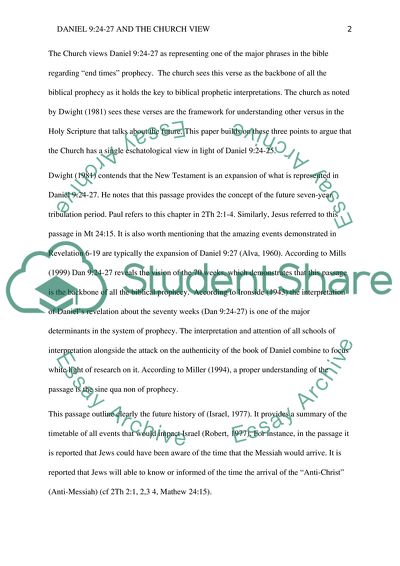 The Eschatological View of the Church in Light of Daniel 9:24-27