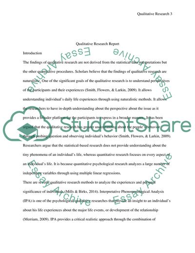 The Key Concepts of Qualitative Research Approach to Understand Perception of Individual to Particular Experience