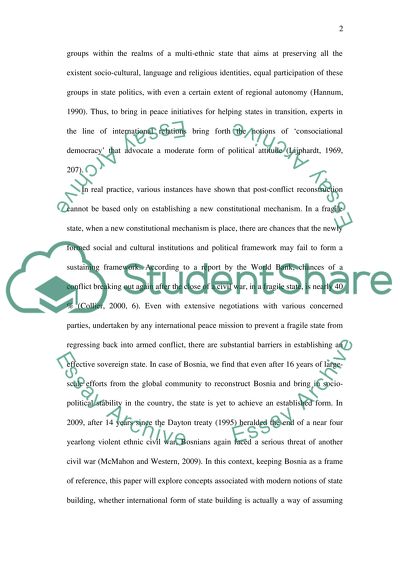 Nature of State Building in Bosnia and Sovereignty during Its Post War Reconstruction