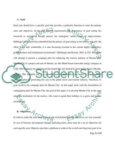 Strategic Planning and Development: Masdar City Tourism Perspective