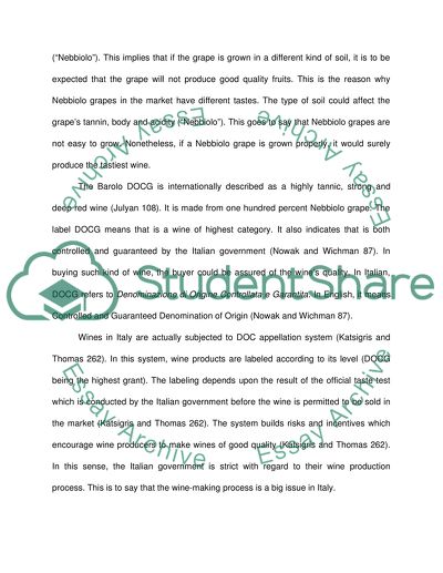 Wine of Barolo of the Nebiolo Grape