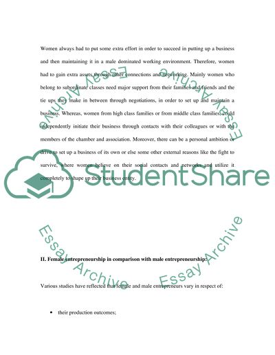 Female Entrepreneurship in Comparison with Male Entrepreneurship