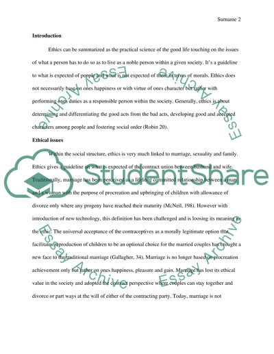 Ethical Issues in Marriage, Sexuality and Family