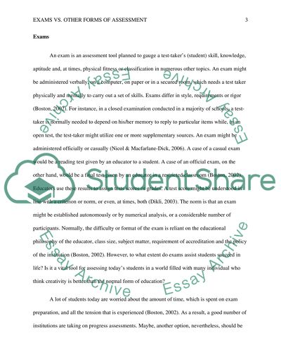 Exams or Other Forms of Assessment