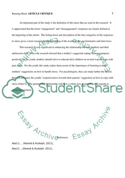 Maternal Influences on Youth Responses to Peer Stress by Abaied