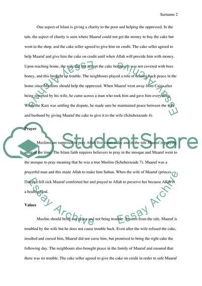 Which reflections of Islam are in the tale of Maruf the Cobbler