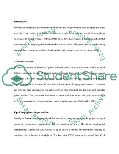 Affirmative Action and Equal Employment Opportunity in the United States