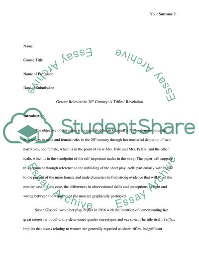 Gender Roles in the 20th Century: A Trifles Revelation