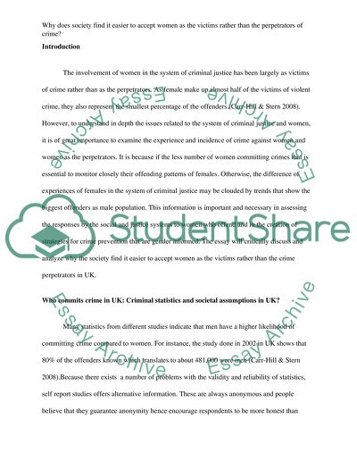 Why does society find it easier to accept women as the victims rather than the perpetrators of crime