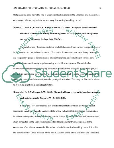 Annotated Bibliography on Coral Bleeching