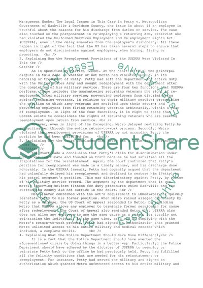 Assignment #3 Petty v. Metropolitan Govt of Nashville & Davidson County