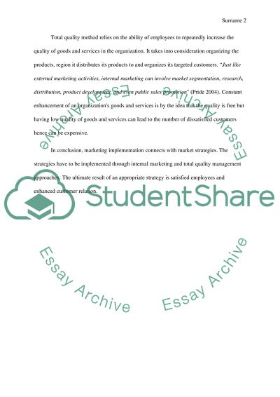 MARKETING IMPLEMENTATION