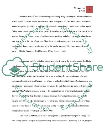 Views of Power of 3 Sociologists: Max Weber, Emile Durkheim, and Karl Marx