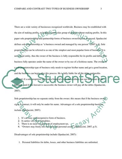 Compare and Contrast Two Types of Business Ownership