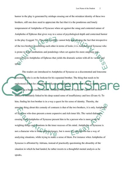 Contriving Humor in The Comedy of Errors by Shakespeare