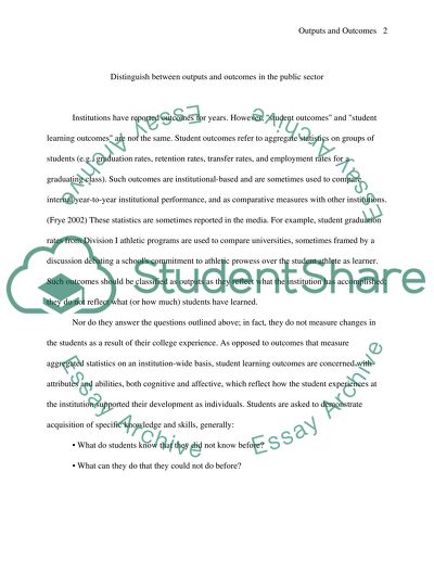 Outputs and Outcomes in Public Sector