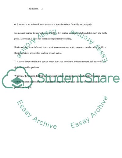 Exam Questions in Business