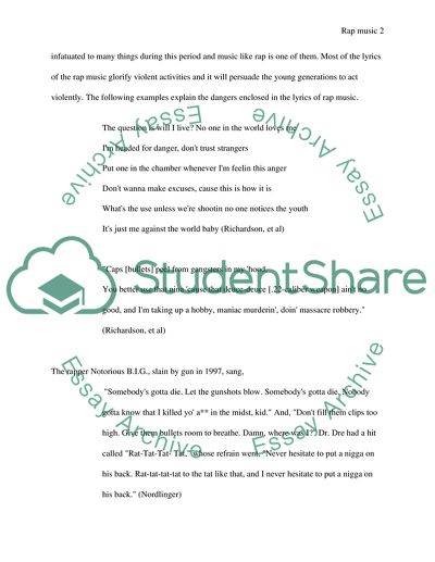 Argumentative Essay: The Correlation Between Rap Music And