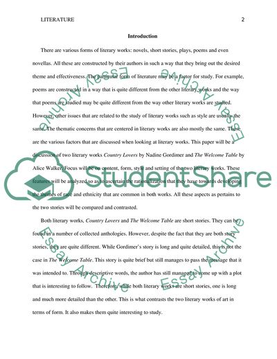 Country Lovers by Nadine Gordimer and The Welcome Table by Alice Walker