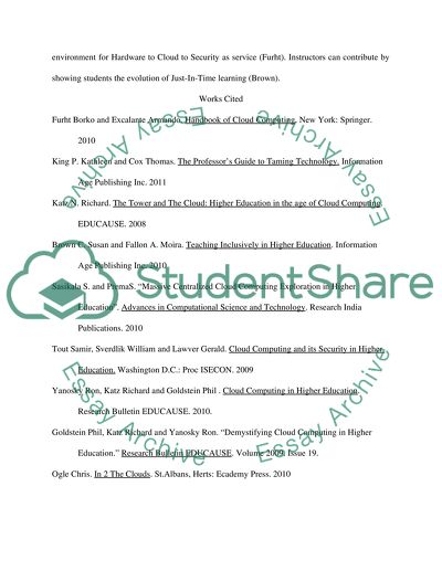 Application of cloud computing in higher education