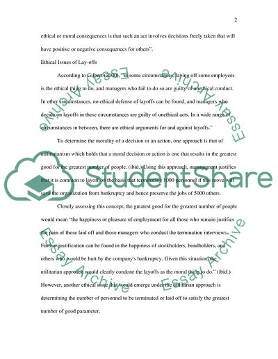 Ethical Issues of Lay Offs