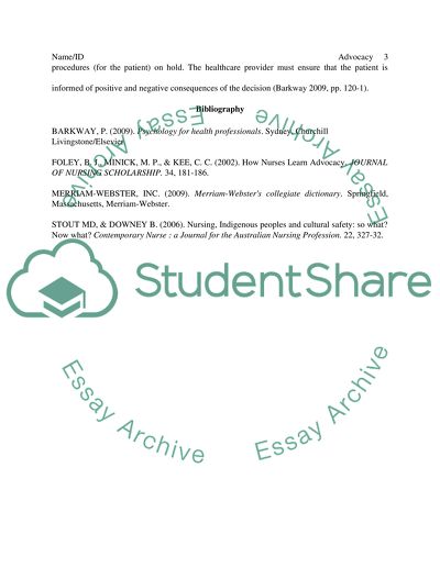 3 What does advocacy have to do with providing healthcare (see pages 120 and 121 in the text)