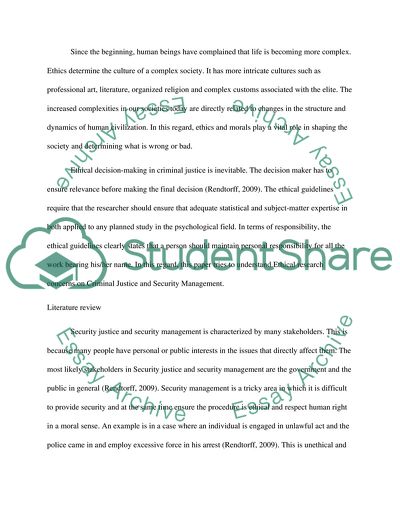 Ethical Research Concerns on Criminal Justice and Security Management