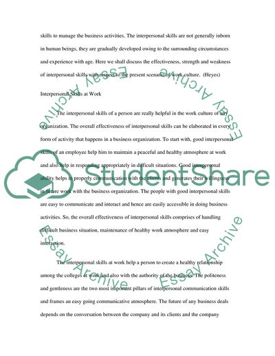 Busi-assignment : Interpersonal skills Essay