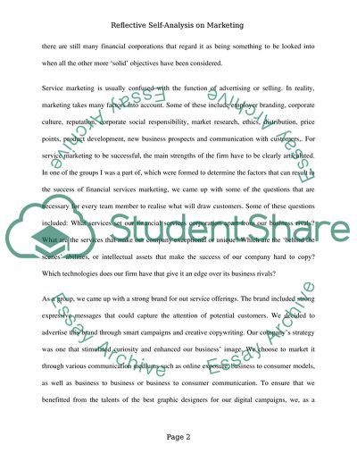 Reflective Self-Analysis on Marketing