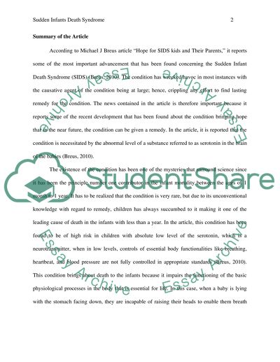 Sudden Infants Death Syndrome