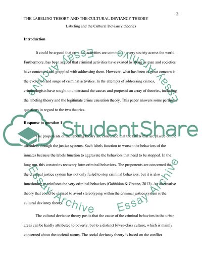 The Labeling Theory and Cultural Deviance Theory