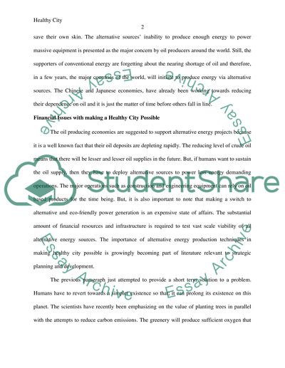 The Environmentally Healthy City: The Pressing Need of the 21st Century