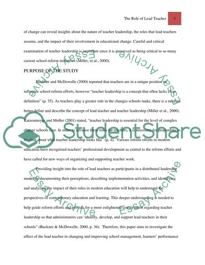 The Role of Lead Teacher