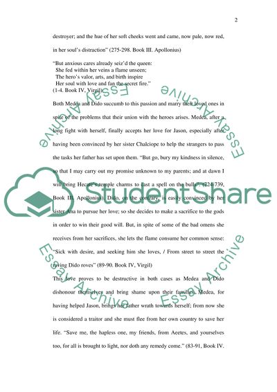 Compare the love of Jason and Medea, Argonautica with the love of Aeneas and Dido, Aeneid