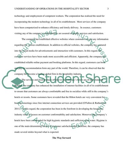 Understanding of operations in the hospitality sector