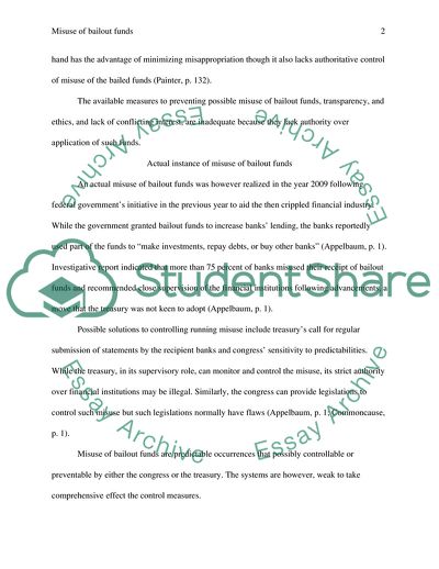 Misuse of Bailout Funds and Ways to Prevent the Inappropriate Use of Assistance Funds - Developing Ethical and Transparent Aid Policies to Maintain Investor Confidence