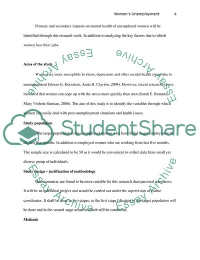 The Impacts of Unemployment on Womens Mental Health