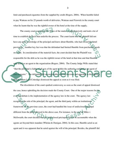 Analysis of the Watteau v Fenwick