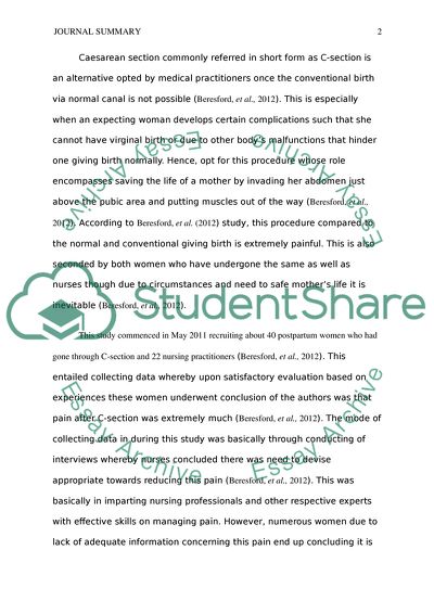 Experiences of Mothers and Nursing Staff Regarding Post-Caesarean Section Pain