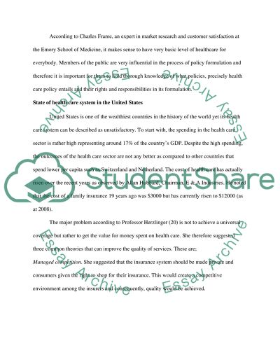 Health Care Public Policy