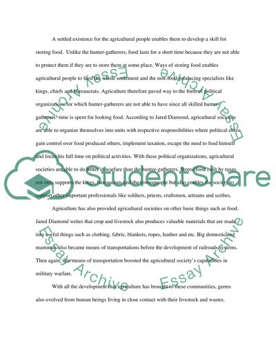 Jared Diamond On Advantages Of Being Agricultural People