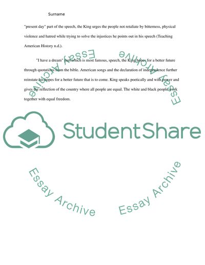 The Speech I Have a Dream by Dr Martin L King Junior