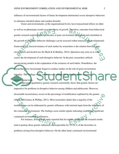 Gene-Environment Correlation and Environmental Risk