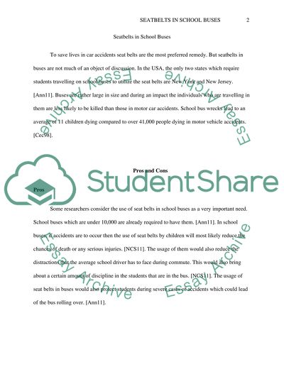 Seatbelts in School Buses