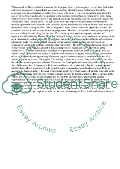 Managing Health and Safety in the workplace