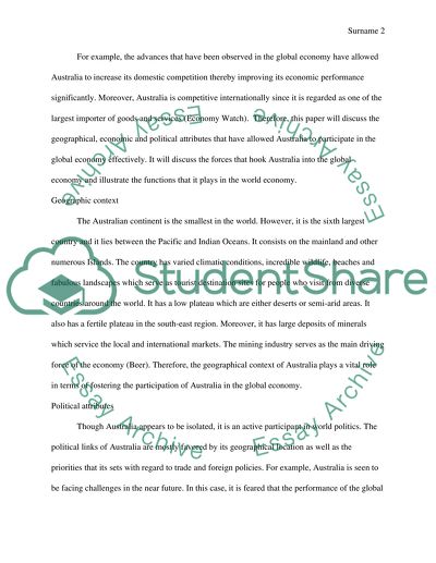 Australia in the Global Economy