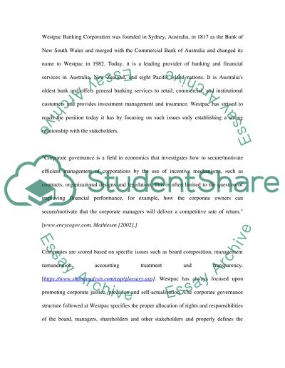 Corporate Governance of Westpac Banking Corporation